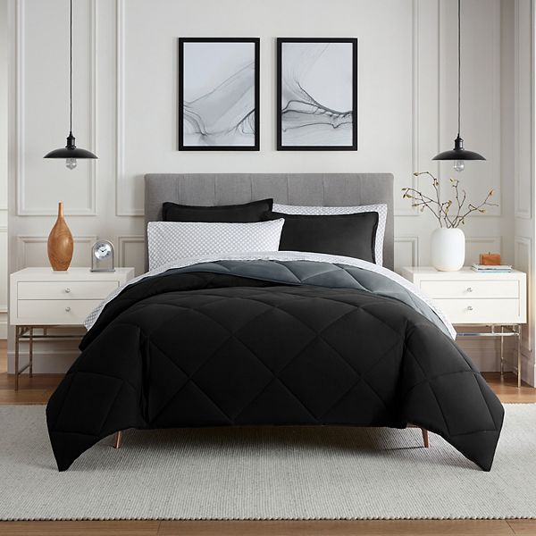 eclipse Sleep Solutions Kylis Cooling Comforter & Sheet Set with Shams - Black (QUEEN)