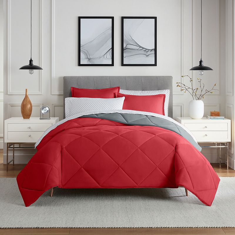 eclipse Sleep Solutions Kylis Cooling Comforter & Sheet Set with Shams, Red