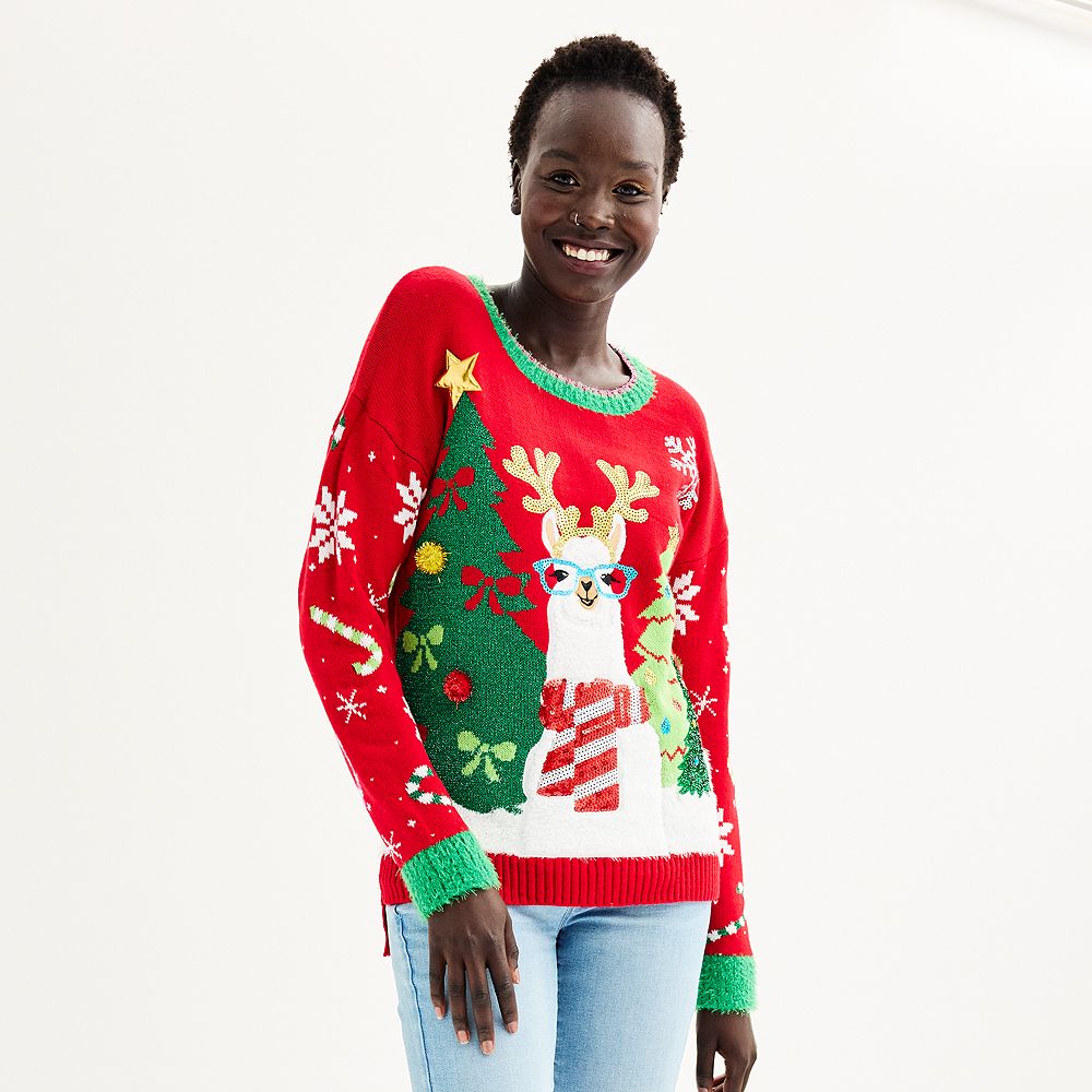 Christmas Print Crew Neck Long Sleeve Sweater