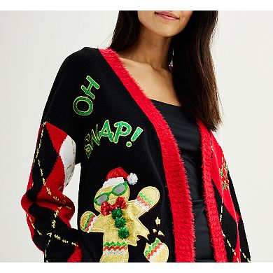 Women's Celebrate Together™ Long Sleeve Open Front Oh Snap Christmas Cardigan