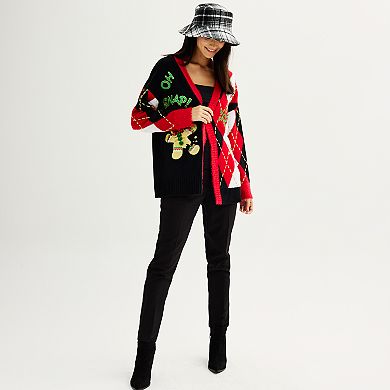 Women's Celebrate Together™ Long Sleeve Open Front Oh Snap Christmas Cardigan