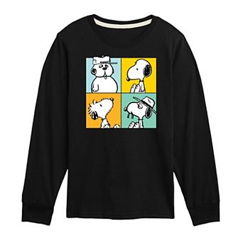 Boys 8-20 Peanuts Snoopy Siblings Grid Long Sleeve Graphic Tee