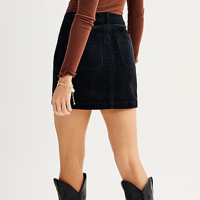 Juniors' SO® Zip Front Cord Skirt
