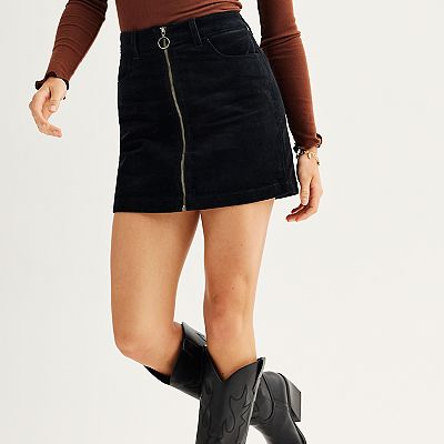 Juniors SO Zip Front Cord Skirt