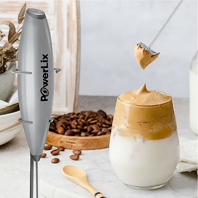 Powerlix Milk Frother Handheld Battery Operated Electric Whisk Foam Maker For Coffee