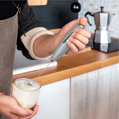 PowerLix Milk Frother Handheld Battery Operated Electric Whisk Foam Maker For Coffee - With Stainless Steel Stand Included