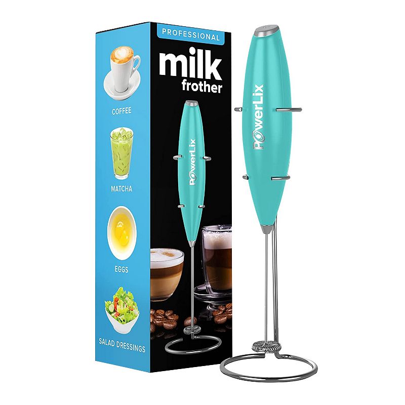 Milk Boss Milk Frother With 16-Piece Stencils, Teal