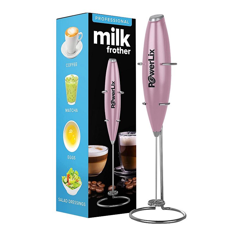 Zulay Kitchen Milk Boss Handheld Milk Frother with 16 Piece Stencils - Rose  Pink