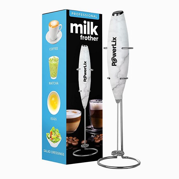Powerlix Milk Frother Handheld Battery Operated Electric Whisk Foam Maker  For Coffee