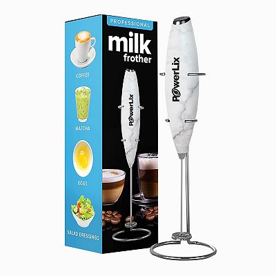 Powerlix Milk Frother Handheld Battery Operated Electric Whisk Foam Maker For Coffee