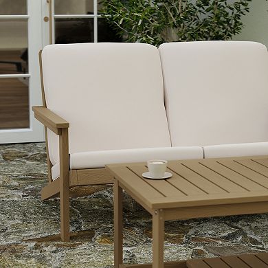 Merrick Lane Riviera All-Weather Poly Resin Adirondack Loveseat & Cushions