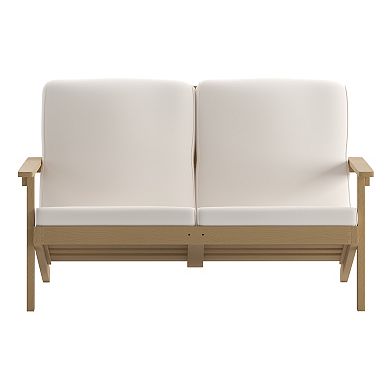 Merrick Lane Riviera All-Weather Poly Resin Adirondack Loveseat & Cushions