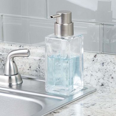 mDesign Square Glass Refillable Soap Dispenser Pump - 2 Pack
