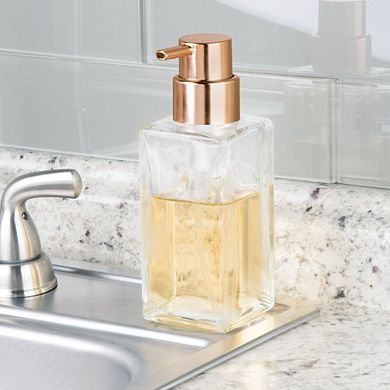 mDesign Square Glass Refillable Soap Dispenser Pump - 2 Pack