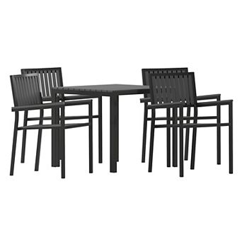 Merrick Lane Tristan 5 pc Indoor/Outdoor Dining Set with Table and Four Chairs with Poly Resin Slats