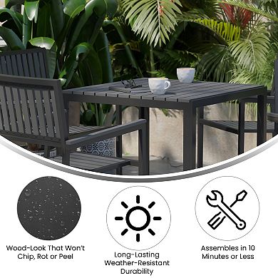 Merrick Lane Tristan 5 Piece Indoor/Outdoor Dining Set with Table and Four Chairs with Poly Resin Slats