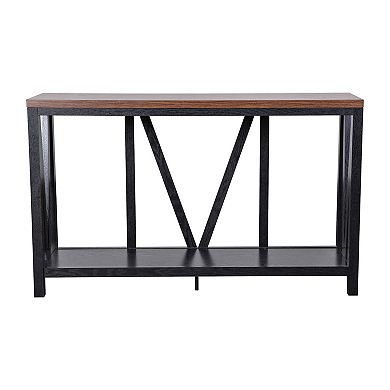 Merrick Lane Erikson Modern Farmhouse Engineered Wood Sofa Table with Wood Bracing and Lower Shelf