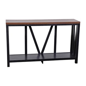 Merrick Lane Erikson Modern Farmhouse Engineered Wood Sofa Table with Wood Bracing and Lower Shelf