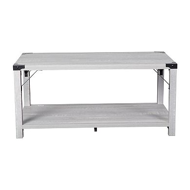 Merrick Lane Green River Modern Farmhouse Engineered Wood Coffee Table and Powder Coated Steel Accents