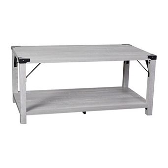Merrick Lane Green River Modern Farmhouse Engineered Wood Coffee Table and Powder Coated Steel Accents