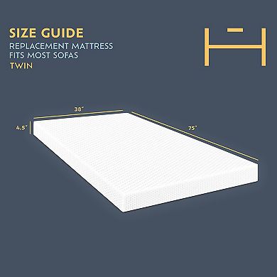 Heyward 4.5” Sofa Twin Mattress, Memory Foam Mattress for Sofa Bed