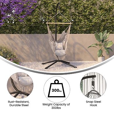 Merrick Lane All-Weather Steel Hanging Chair C-Stand with Included Hardware