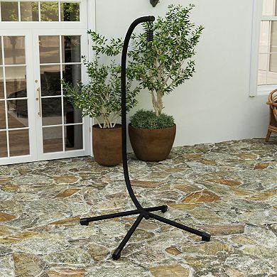 Merrick Lane All-Weather Steel Hanging Chair C-Stand with Included Hardware