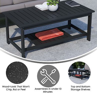 Merrick Lane Indoor/Outdoor Poly Resin 2-Tier Adirondack Coffee Table