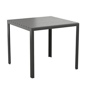 Merrick Lane Tristan All-Weather Indoor/Outdoor Square Patio Dining Table for 4 with Steel Frame and Poly Resin Slatted Top