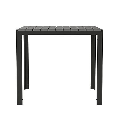 Merrick Lane Tristan All-Weather Indoor/Outdoor Square Patio Dining Table for 4 with Steel Frame and Poly Resin Slatted Top