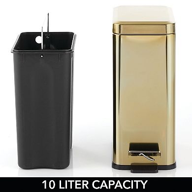 mDesign 10L Step Trash Can, Garbage Bin, Removable Liner Bucket