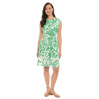 Women's London Times Cap Sleeve Fit & Flare Dress