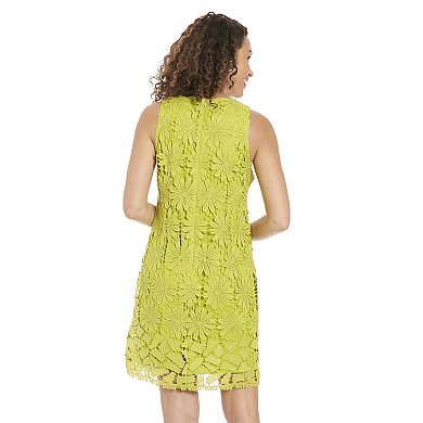 Women's London Times Floral Lace Sleeveless Shift Dress