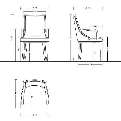 MANHATTAN COMFORT Grand Faux Leather Dining Arm Chair 2-piece Set