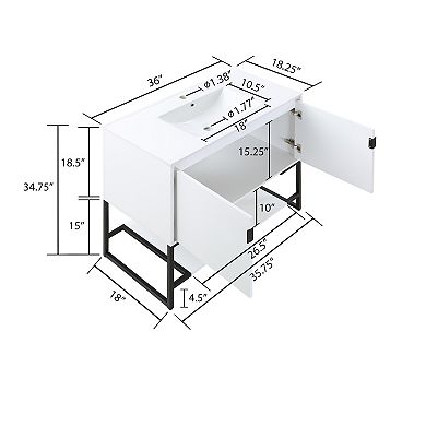 MANHATTAN COMFORT Scarsdale Bathroom Vanity Sink Floor Decor