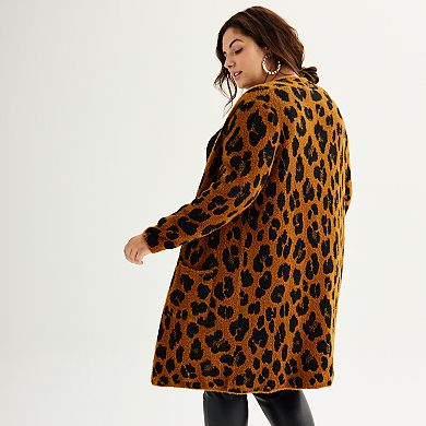 Plus Size Nine West Clean Collar Coatigan