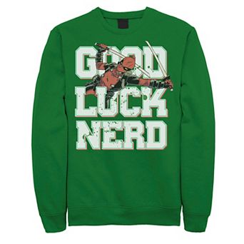 Men's Marvel Deadpool Good Luck Nerd St. Patrick's Day Sweatshirt