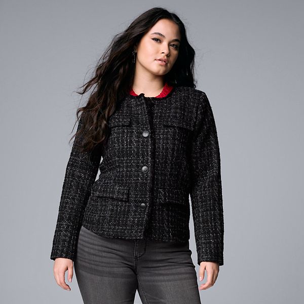 Women's Simply Vera Vera Wang Tweed Moto Jacket