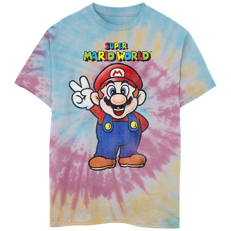 Boys 6-20 Nintendo Super Mario World Mario Peace Tie Dye Graphic Tee, Boy's, 