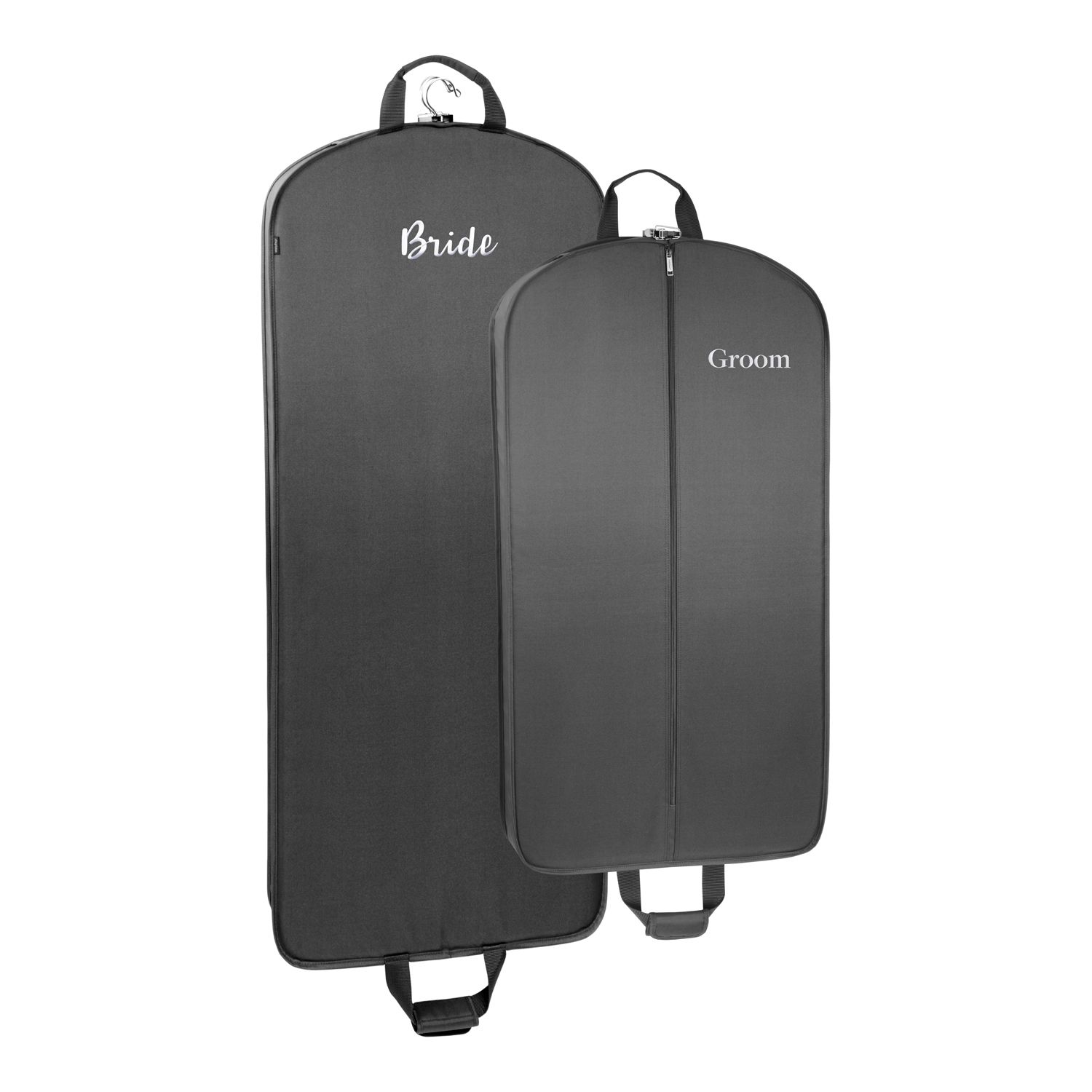 WallyBags 45 Premium Framed Garment Bag with Shoulder Strap and Multiple Pockets, Black