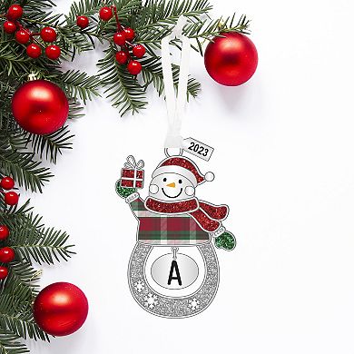 Snowman Monogram Letter Ornament