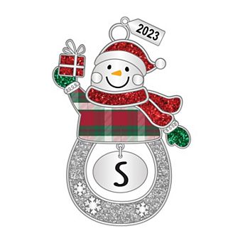 Snowman Monogram Letter Ornament