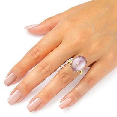 Oro Leoni Rose Sterling Silver Rose De France Amethyst & Cubic Zirconia Ring