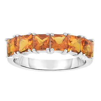 Oro Leoni Sterling Silver Citrine 6-Stone Ring