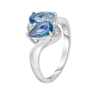 Sterling Silver Mystic Topaz & Diamond Bypass Ring