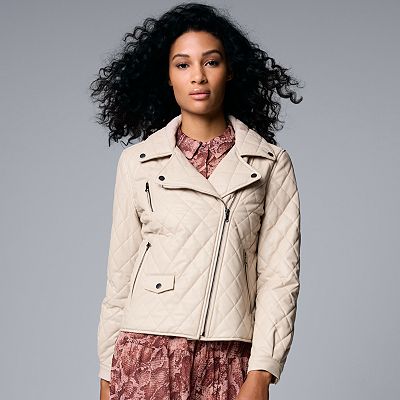 Petite Simply Vera Vera Wang Quilted Moto Jacket