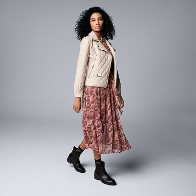 Petite Simply Vera Vera Wang Quilted Moto Jacket