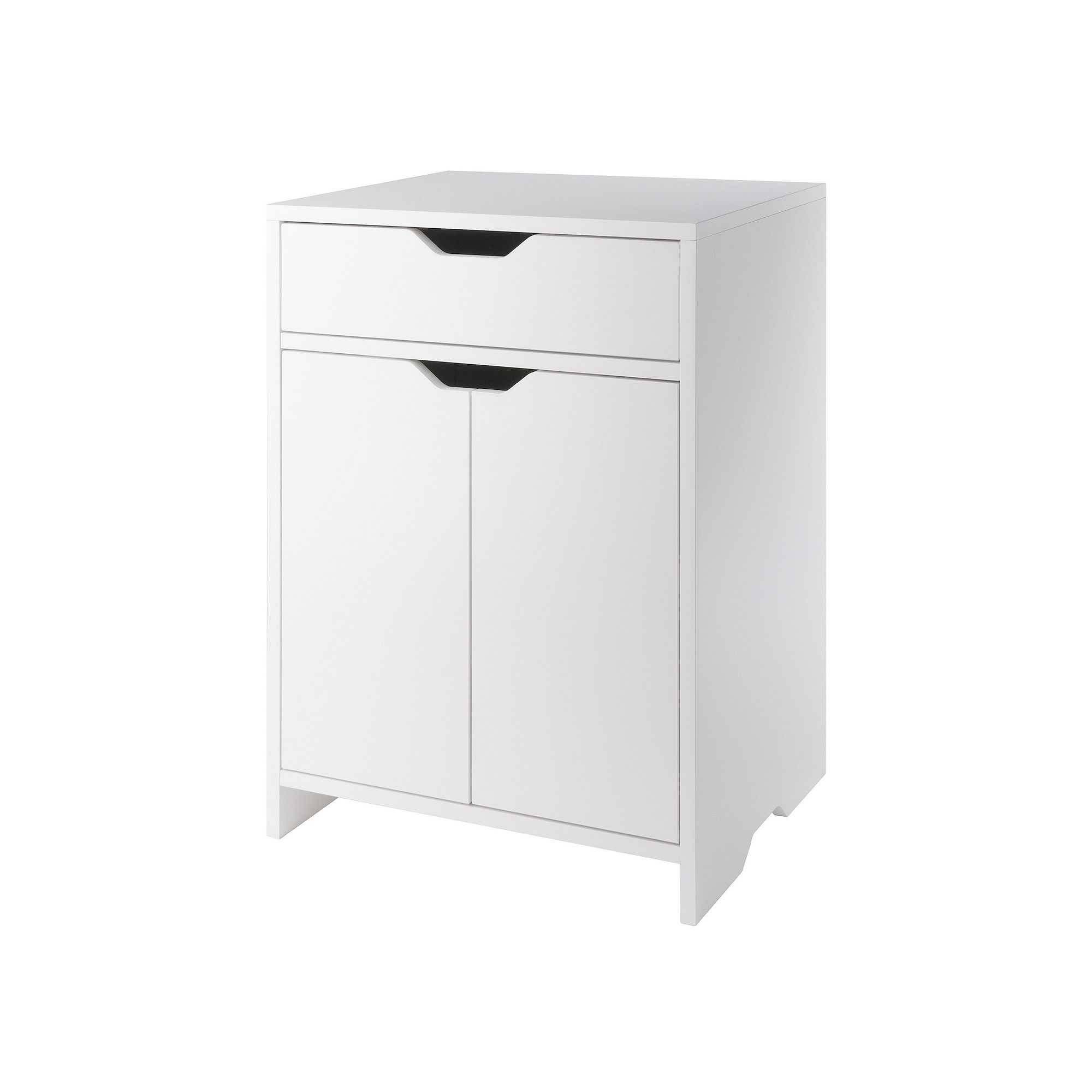 White 1-drawer storage cabinet on a plain background.