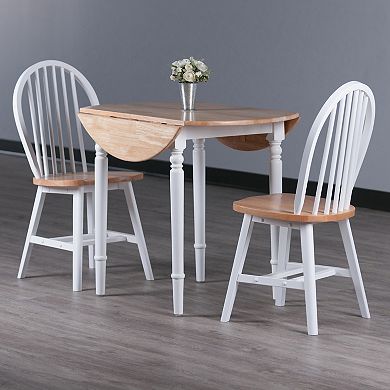 Winsome Sorella Two Tone Drop Leaf Dining Table & Windsor Chair 3-piece Set