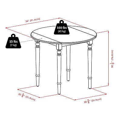 Winsome Sorella Two Tone Drop Leaf Dining Table & Windsor Chair 3-piece Set